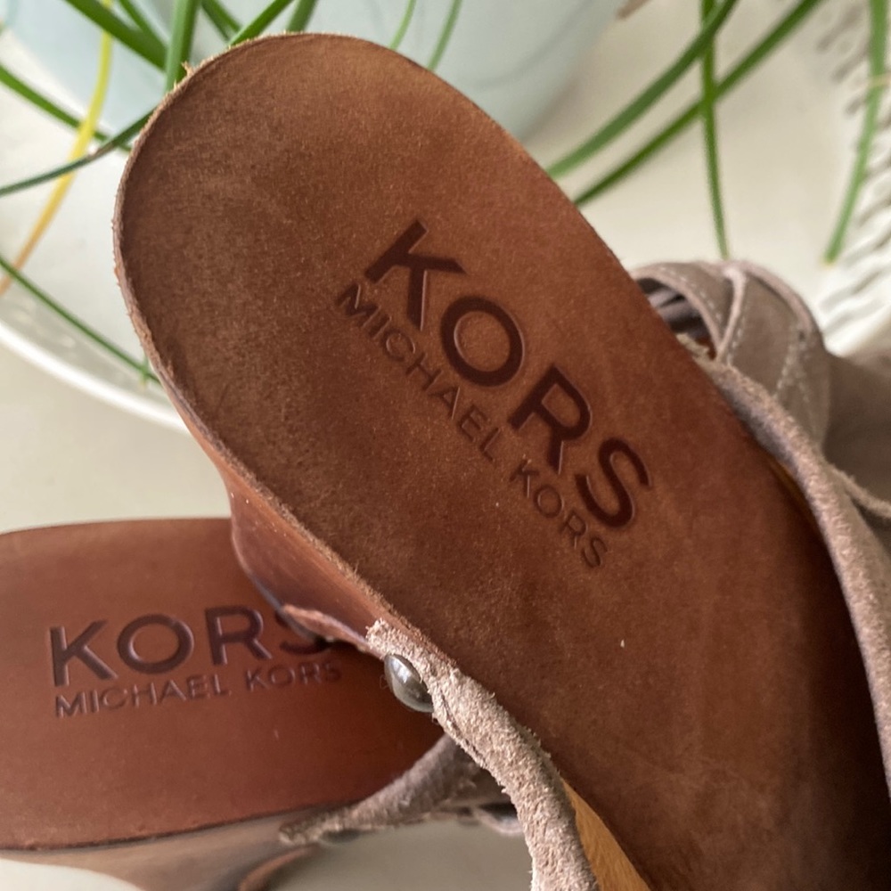 KORS by Michael Kors Women Tan Suede Clogs